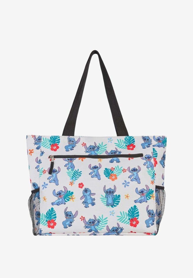 Disney Stitch Tote Bag Beach Travel Mesh Water Bottle Pockets Zippered, , alternate image number null