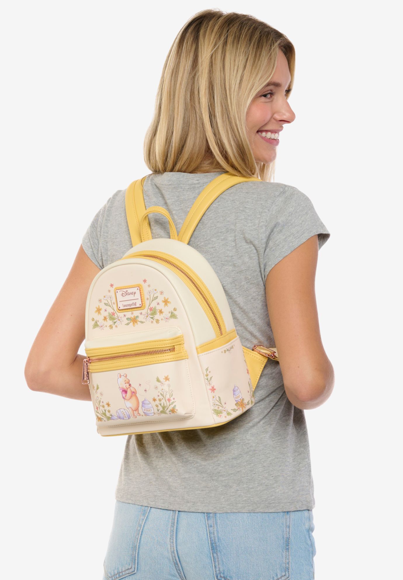 Loungefly x Disney Winnie The Pooh Floral Mini Backpack, YELLOW, alternate image number 5