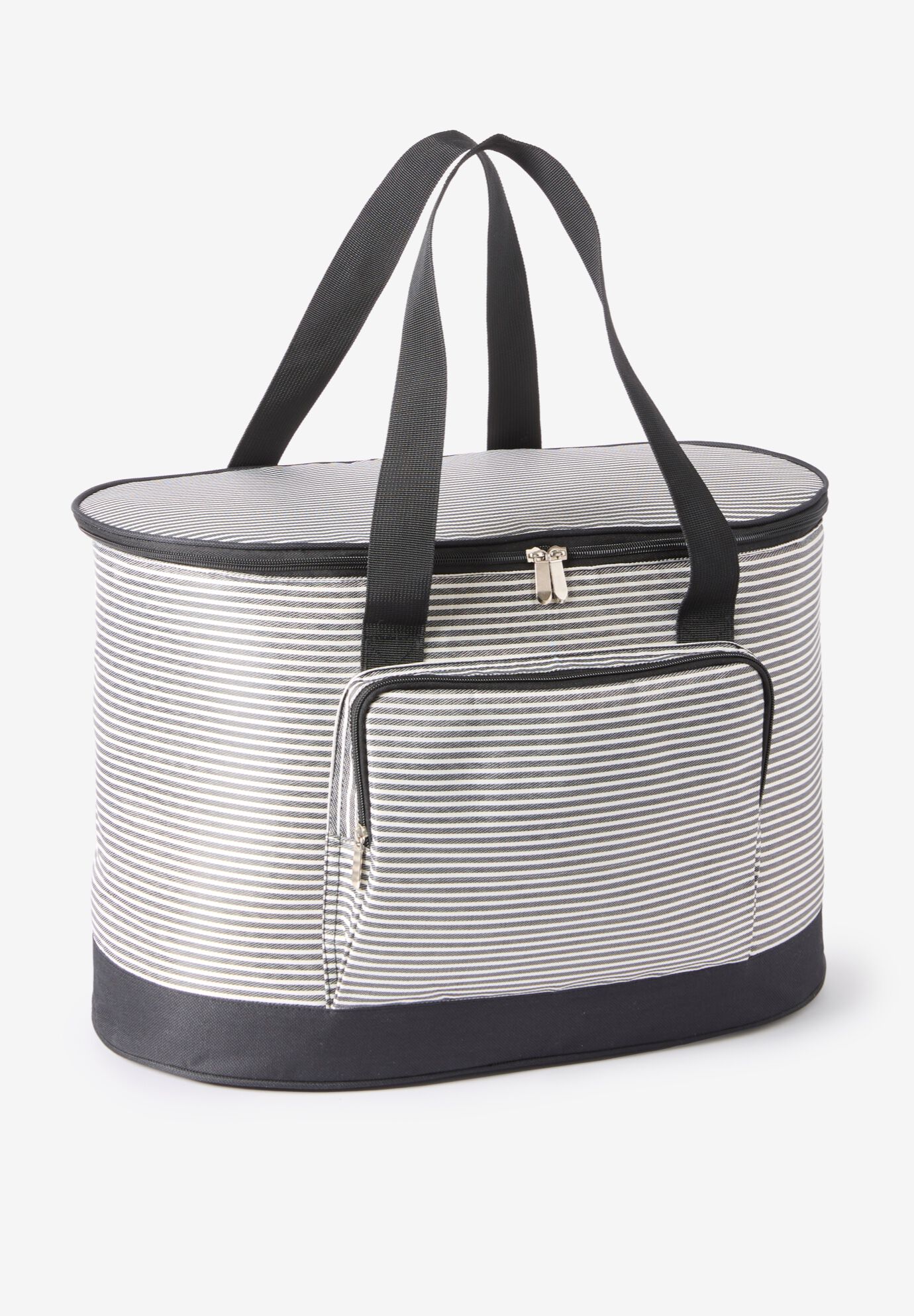 Jumbo Cooler Bag, BLACK WHITE STRIPE, alternate image number 2
