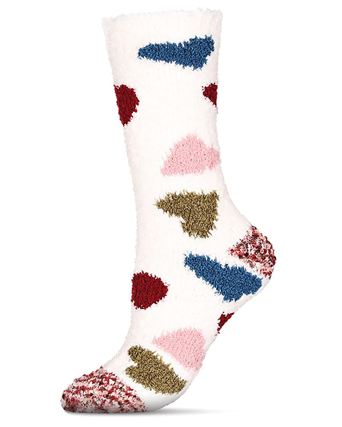 Women&#39;s Plenty &#39;O Hearts Multicolor Cozy Crew Socks, IVORY, hi-res image number 0