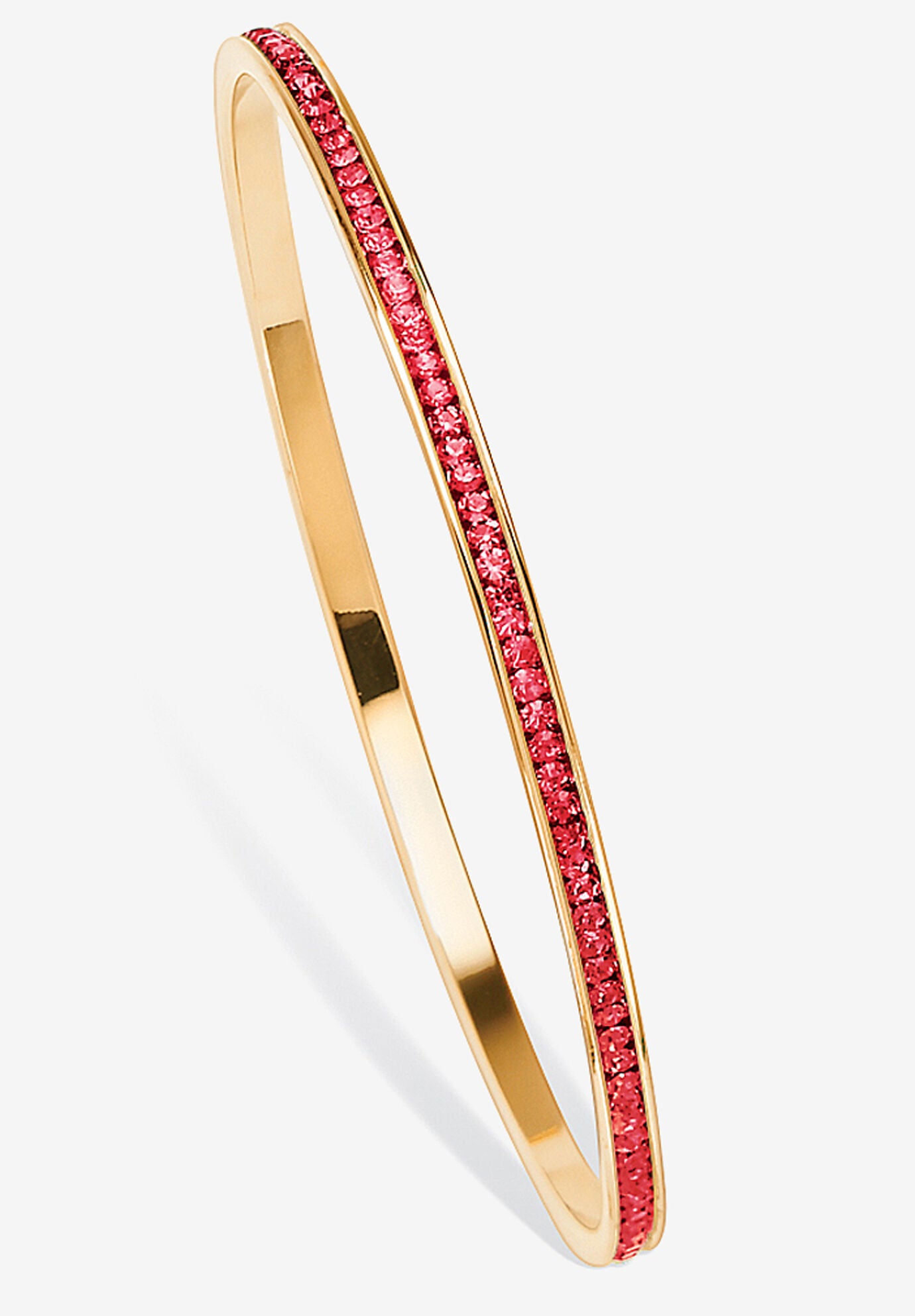 Gold Tone Stackable Eternity Bangle Bracelet Birthstones 7.5 inches, JULY, hi-res image number 0