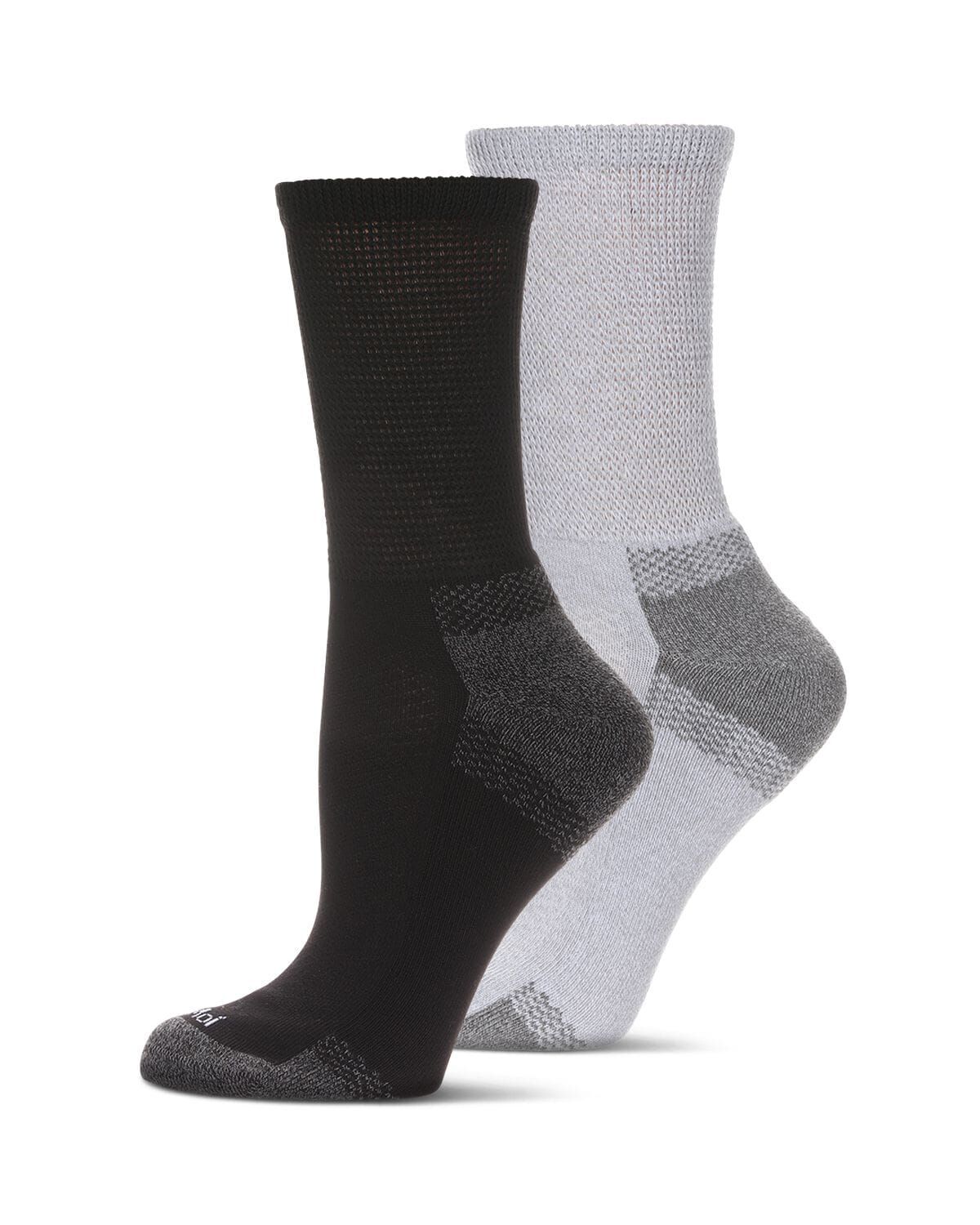 2 Pair Pack Unisex Diabetic Half Cushion Quarter Socks, GRAY BLACK, hi-res image number 0