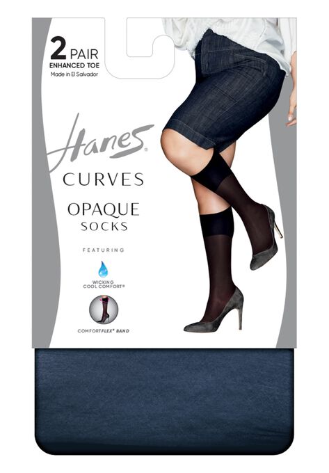 Curves Opaque Socks 2-Pack, NAVY, hi-res image number null