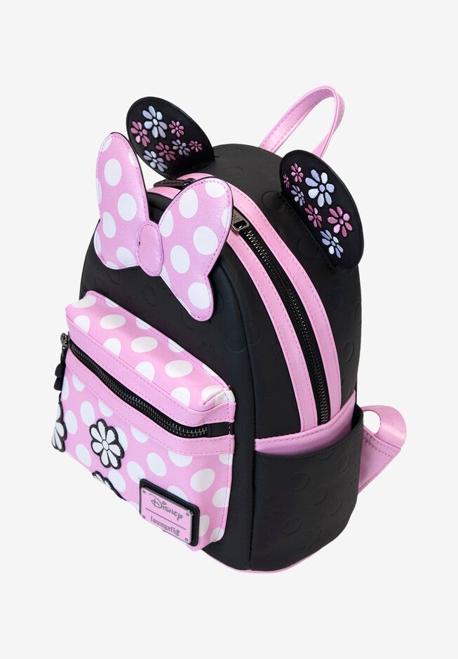 Loungefly x Disney Minnie Mouse Mini Backpack Floral Rock The Dots, BLACK, alternate image number 3