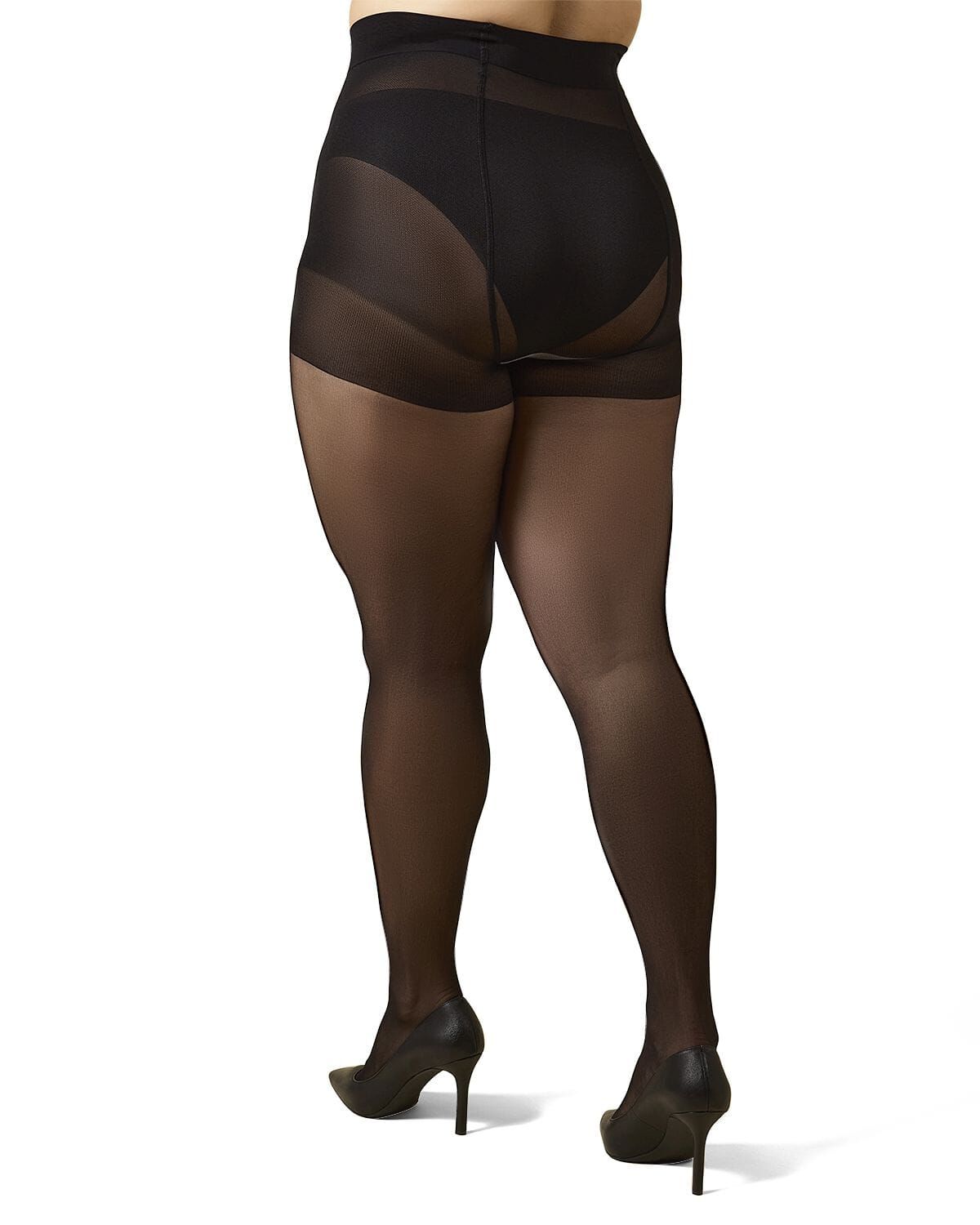 Women's Curvy All Day Sheer Control Top Pantyhose, JET BLACK, alternate image number 2