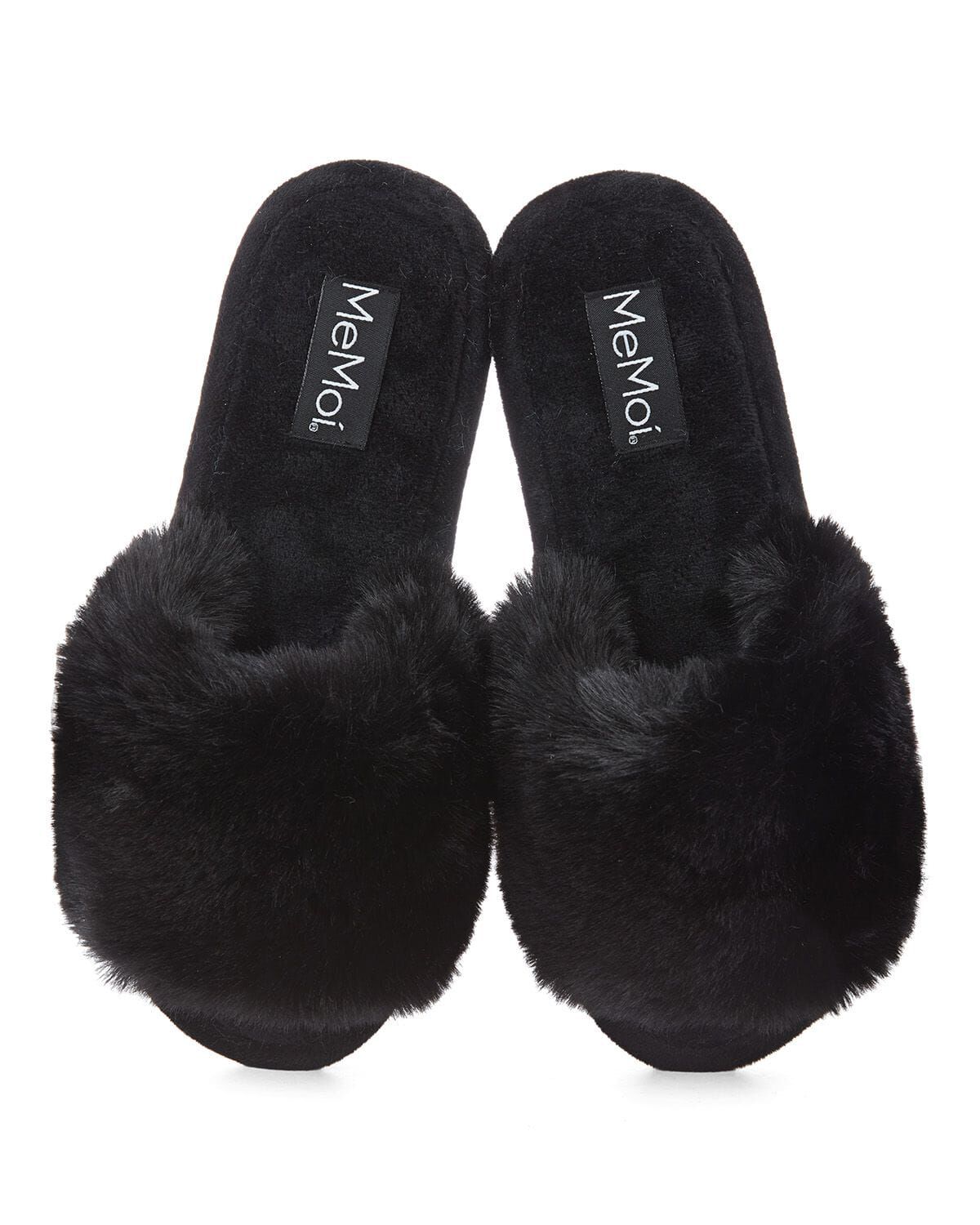 The Bette Plush Open-Toe Slipper, BLACK, alternate image number 1
