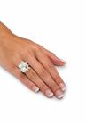 Platinum over Sterling Silver Simulated Pearl and Cubic Zirconia Ring, , alternate image number null