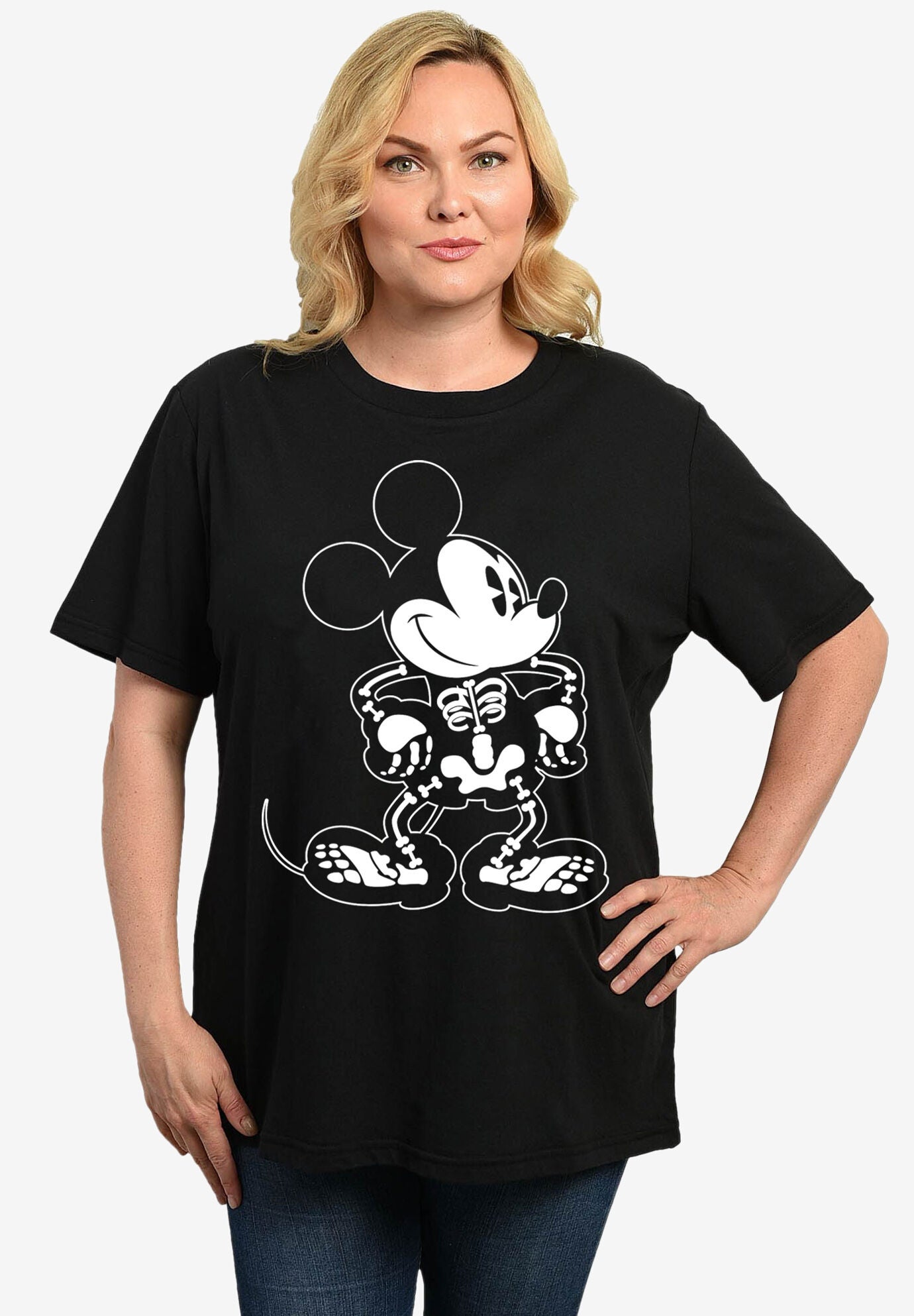 Disney Mickey Mouse Skeleton T-Shirt Halloween Black, BLACK, hi-res image number 0