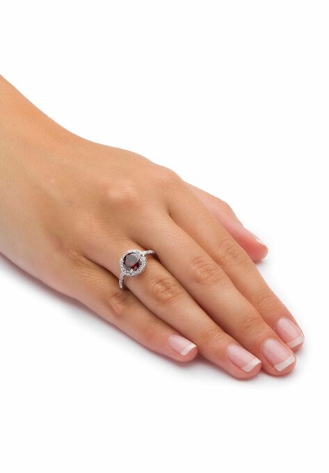 Sterling Silver Simulated Birthstone and Cubic Zirconia Ring, , alternate image number null