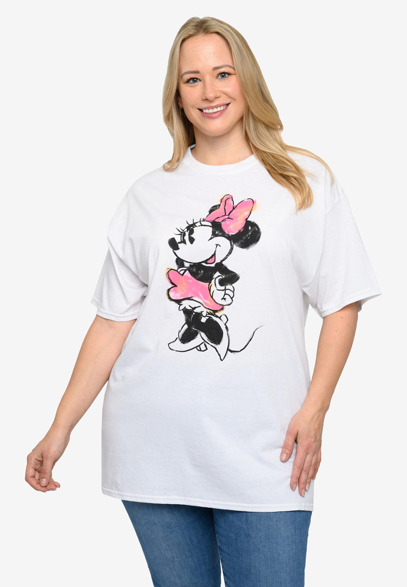 Disney Minnie Mouse Sketch T-Shirt White T-Shirt, WHITE, hi-res image number 0