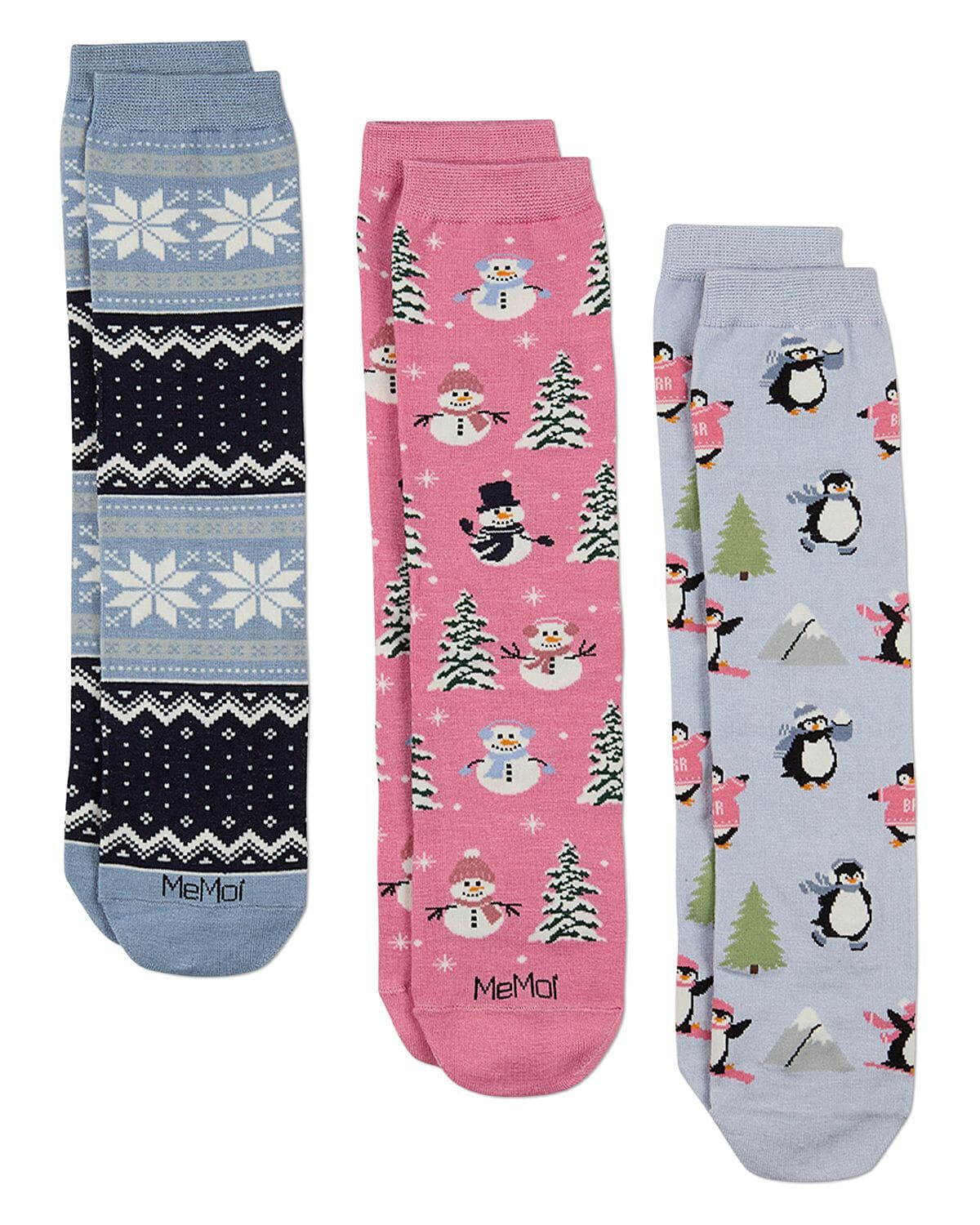 3 Pair Women's "Warm & Cozy Winter Wishes"  Novelty Crew Socks Gift Set, PURPLE MULTI, alternate image number 2