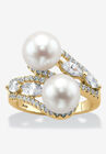 Gold over Sterling Silver Pearl and Marquise Cubic Zirconia Ring, GOLD, hi-res image number null