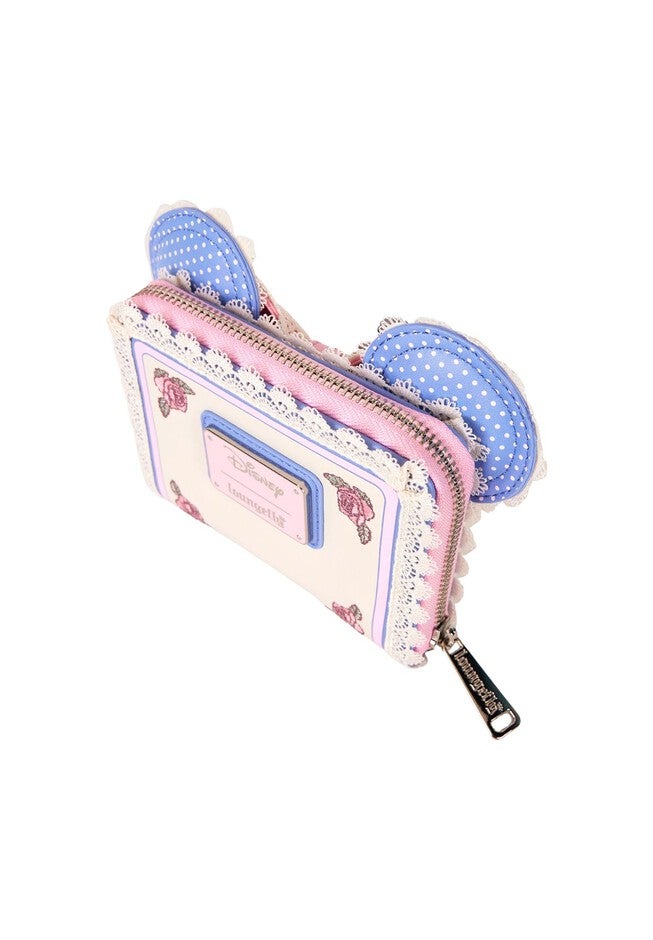 Loungefly x Disney Minnie Mouse Floral and Lace Zip Around Wallet, BLUE, alternate image number 4