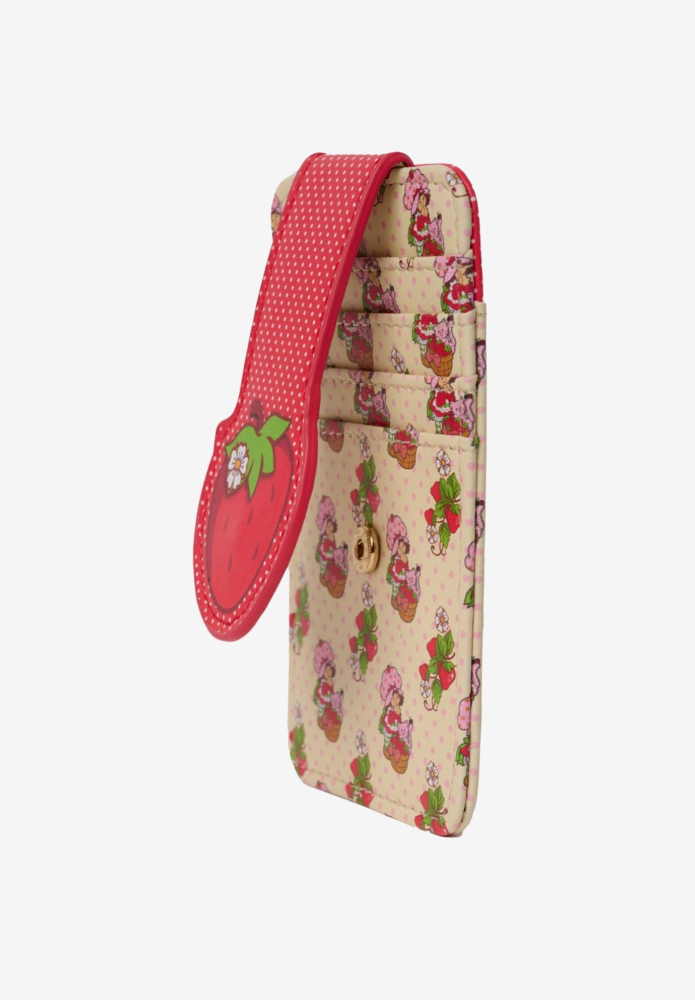 Womens Strawberry Shortcake Card Holder Wallet Button Snap Closure, RED, alternate image number 2