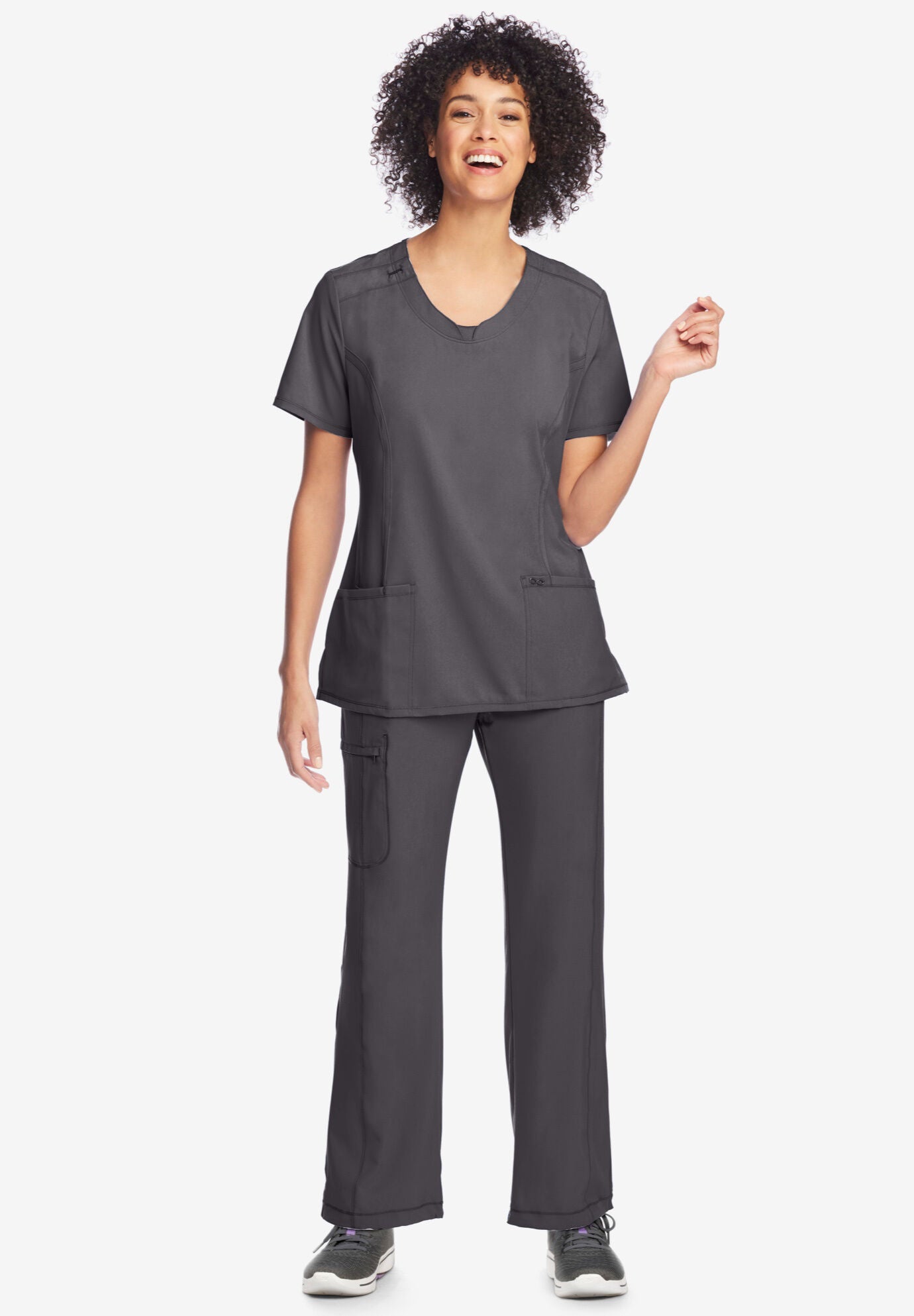Classic V-Neck Scrub Top, PEWTER, hi-res image number 0