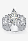 Silver Tone Marquise Cut Engagement Ring Cubic Zirconia, SILVER, hi-res image number null