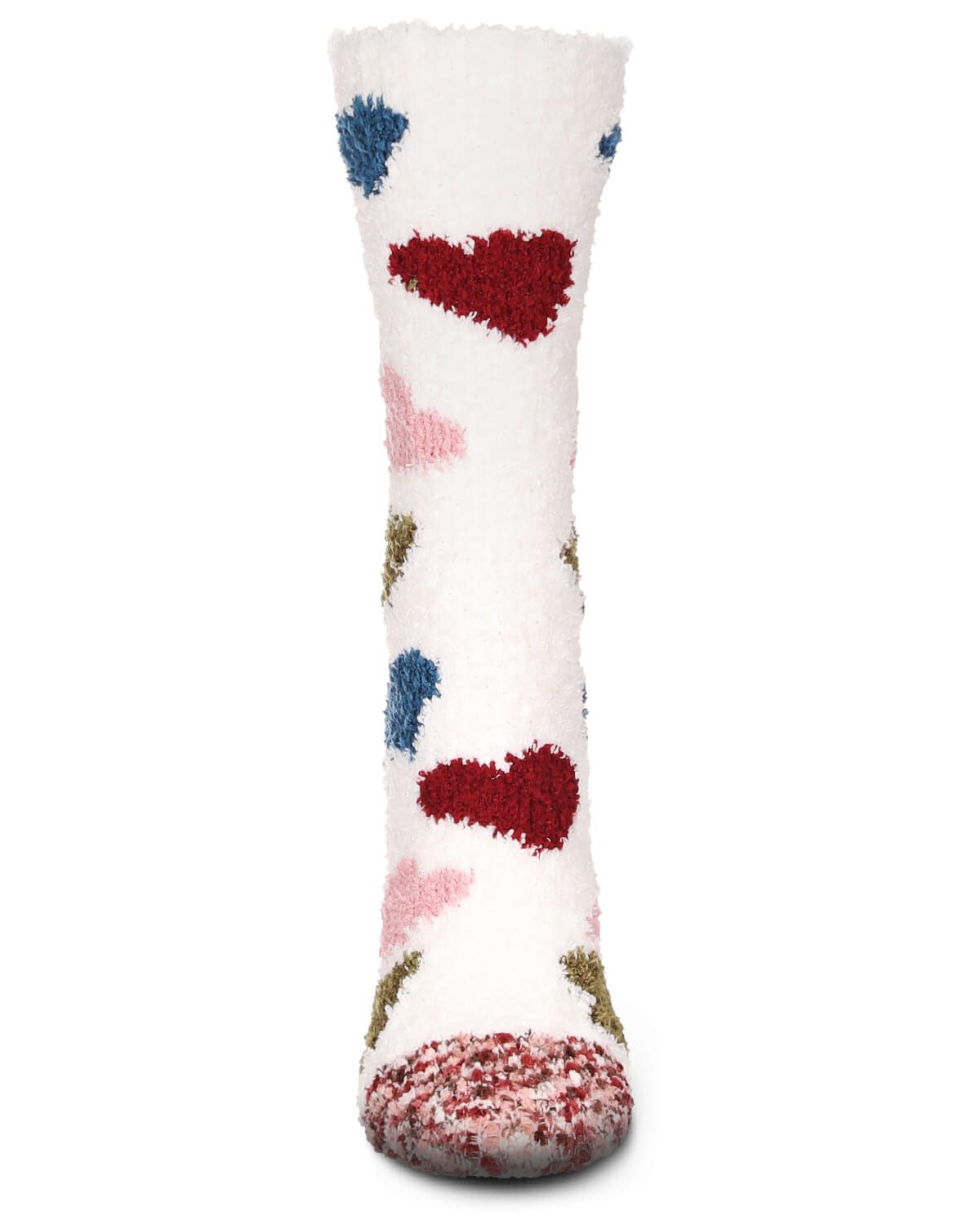 Women&#39;s Plenty &#39;O Hearts Multicolor Cozy Crew Socks, IVORY, alternate image number 1