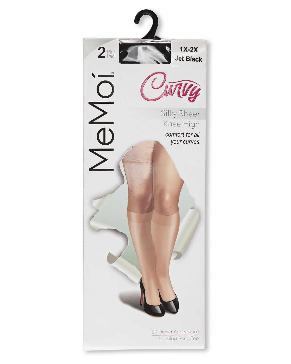 Women's 2 Pair Pack Silky Sheer Curvy Knee Highs, JET BLACK, alternate image number 3