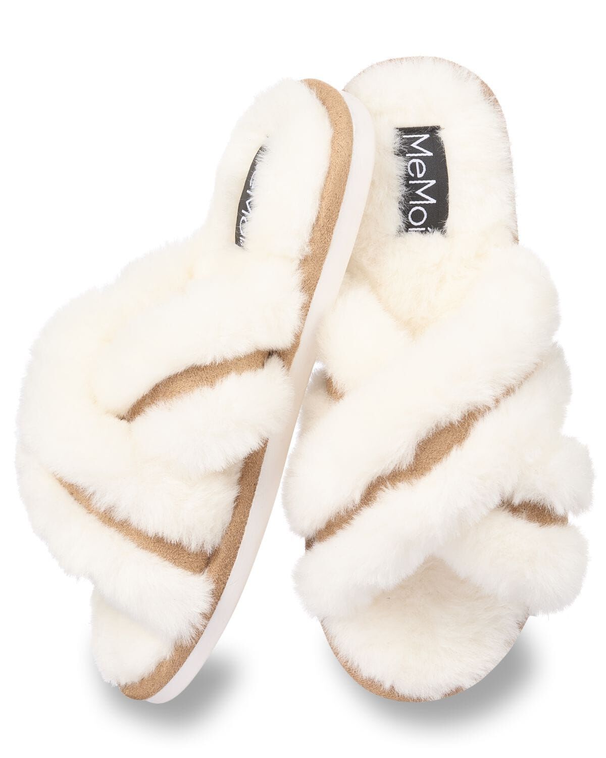 Women's "Serina" Plush Faux Fur Slippers, IVORY, hi-res image number 0
