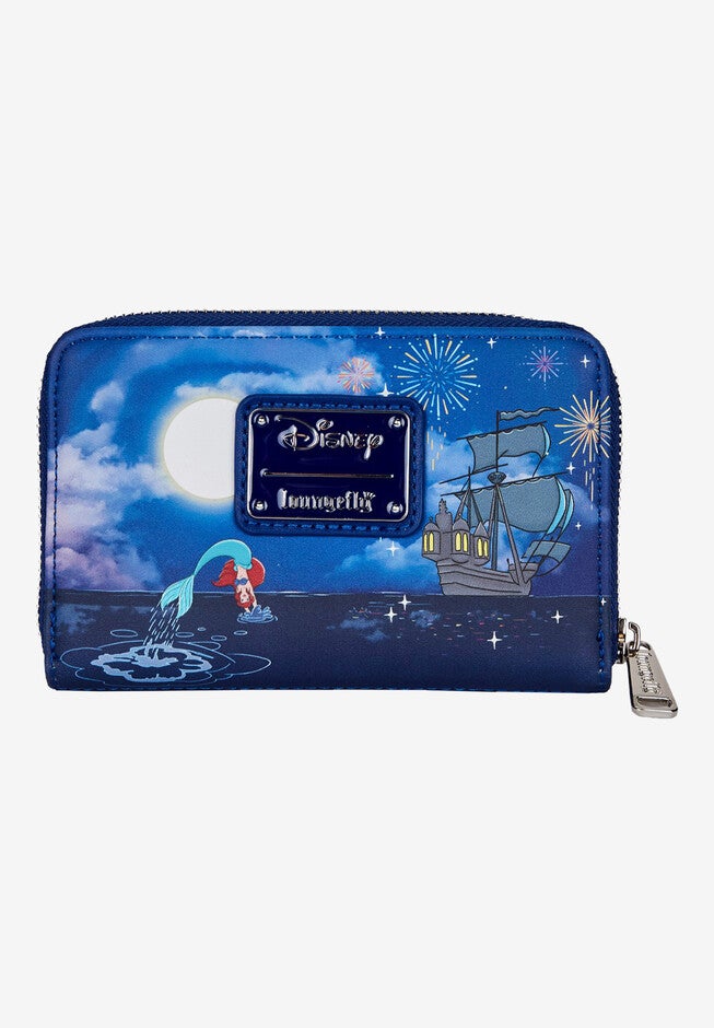 Loungefly X Disney Zip Around Wallet Ariel Flounder Sebastian Fireworks, , on-hover image number null