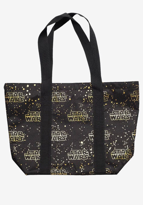 Star Wars Zippered Travel Tote Bag All-over Metallic Logo Shoulder Handbag, , on-hover image number null