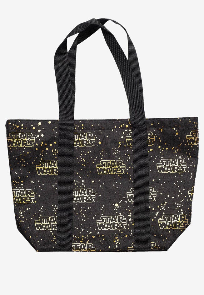 Star Wars Zippered Travel Tote Bag All-over Metallic Logo Shoulder Handbag, , on-hover image number null