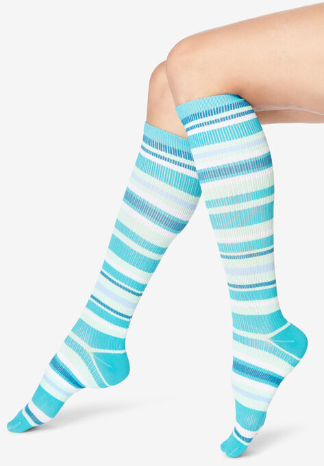 Form Fitted Knee High Compression Socks, CARIBBEAN BLUE, hi-res image number null