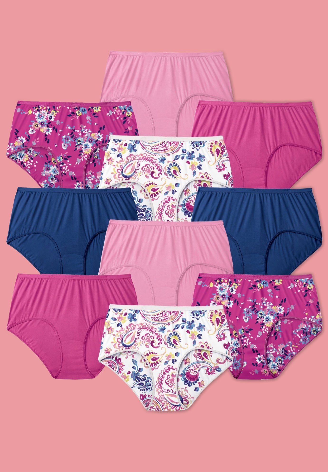 Full Coverage Cotton Brief 10-Pack, PAISLEY PACK, hi-res image number 0