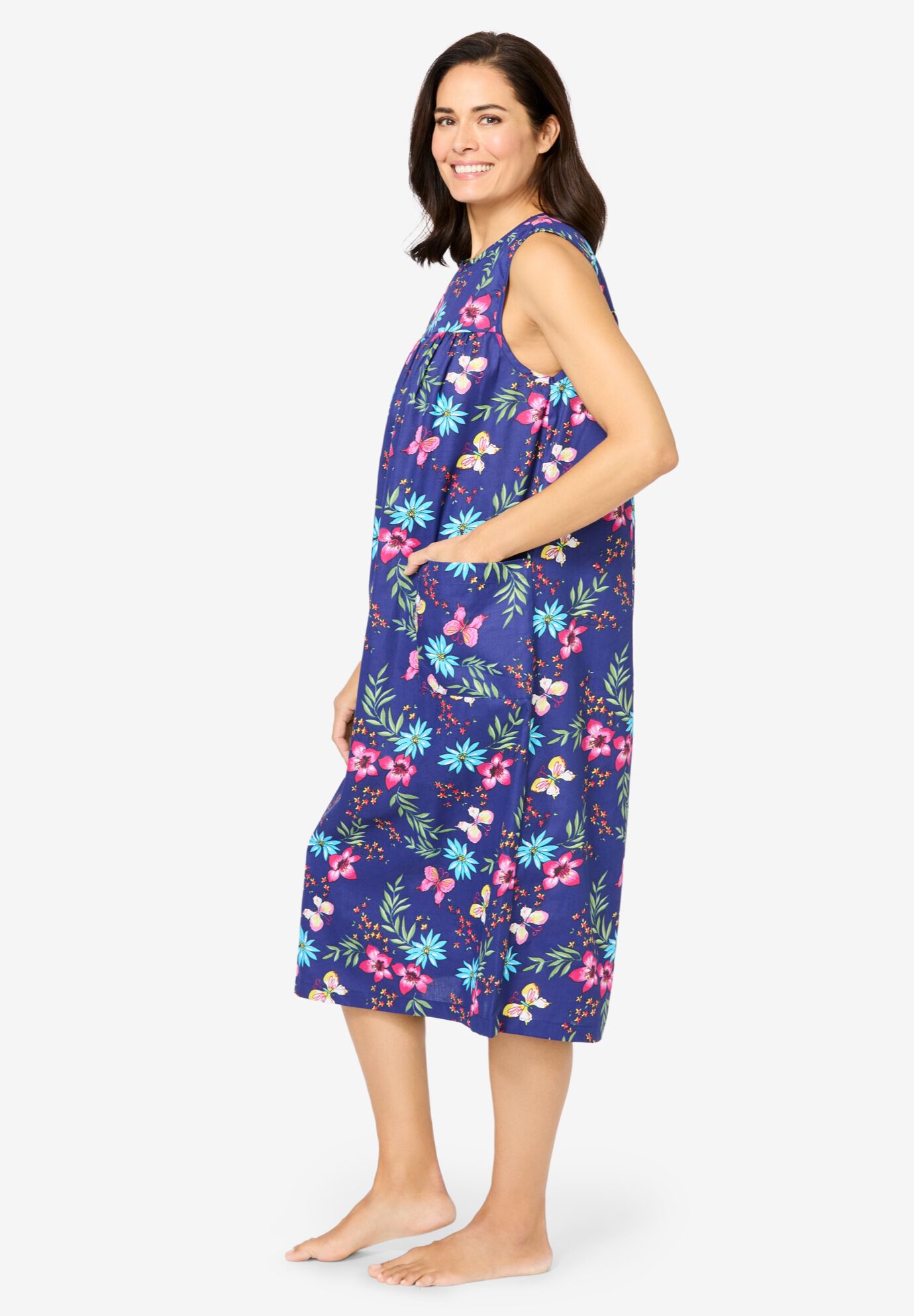 Sleeveless Print Lounger, DARK NAVY BUTTERFLY, alternate image number 2