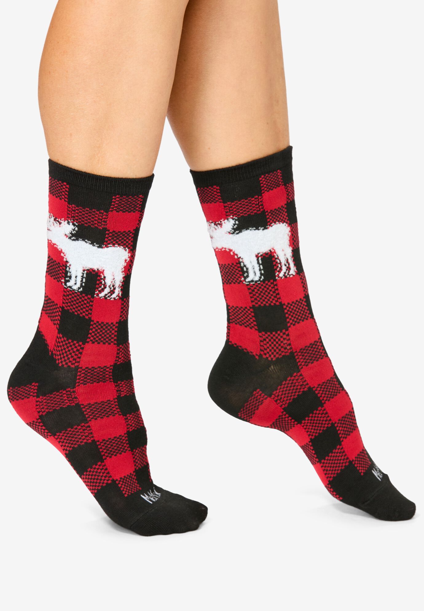 MeMoi&reg; 2-Pack Holiday Crew Socks, DOG MOOSE PACK, on-hover image number 1