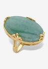 Yellow Gold Plated Genuine Green Jade Oval Cabochon Ring, JADE, hi-res image number null