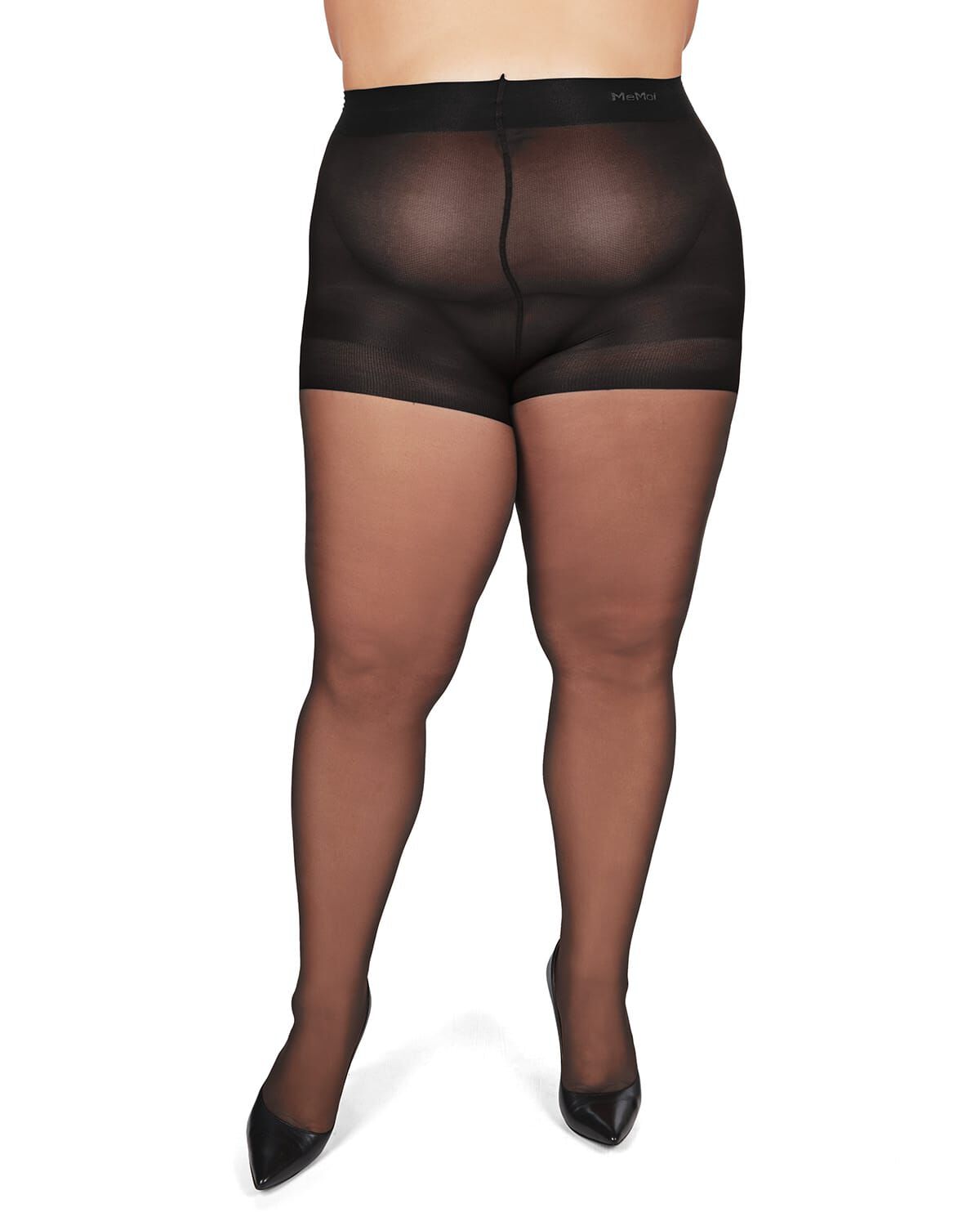 Women's Curvy All Day Sheer Control Top Pantyhose, JET BLACK, alternate image number 1
