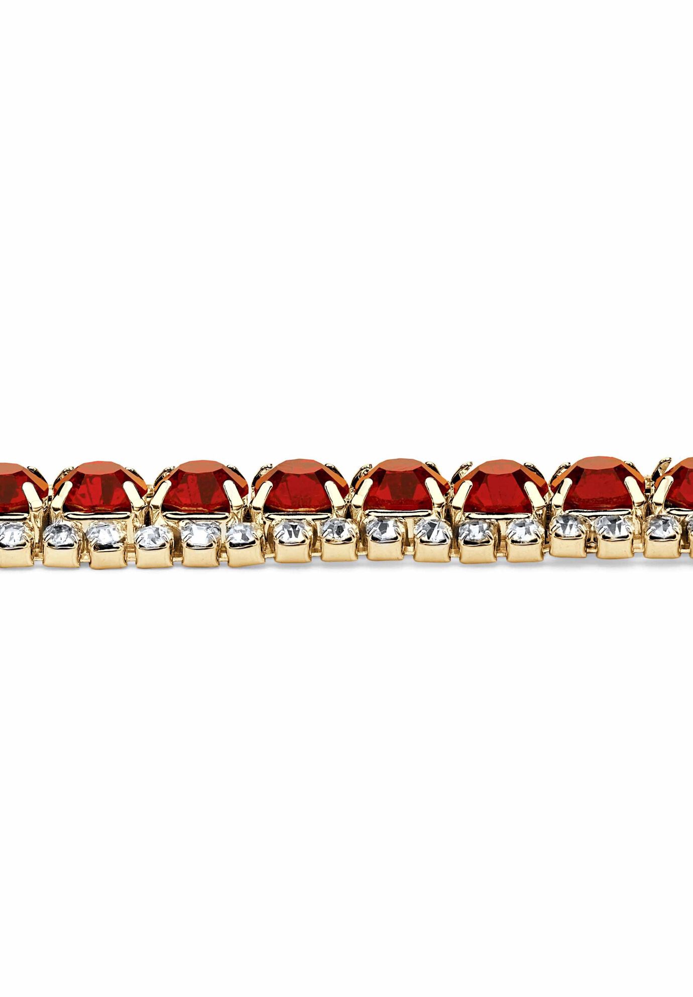 Gold Tone Tennis Bracelet (10mm), Round Birthstones and Crystal, 7 inches, , on-hover image number 1