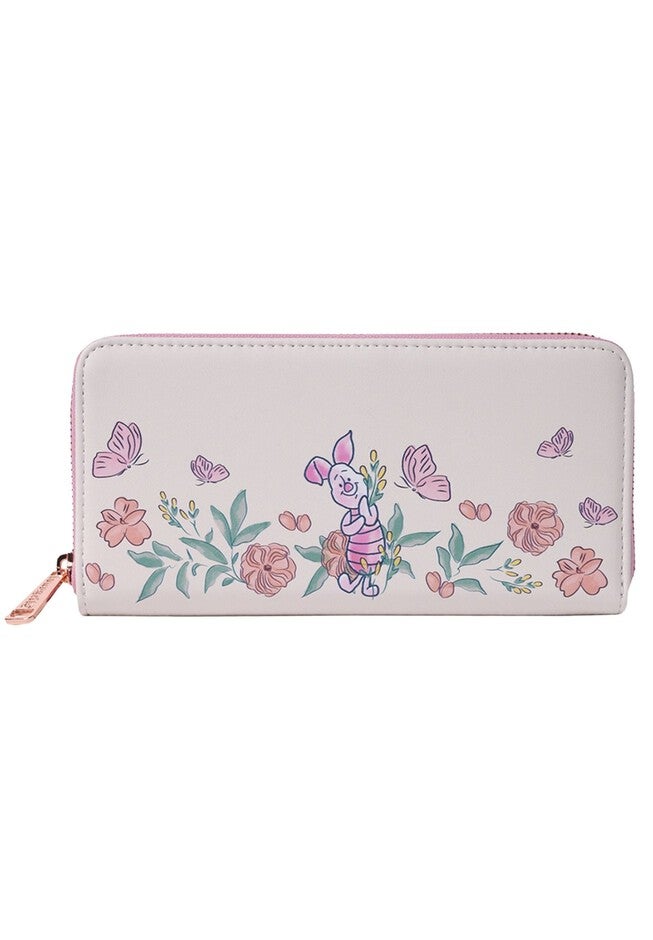Loungefly x Disney Piglet Floral Zip Around Wallet Winnie The Pooh, PINK, hi-res image number 0