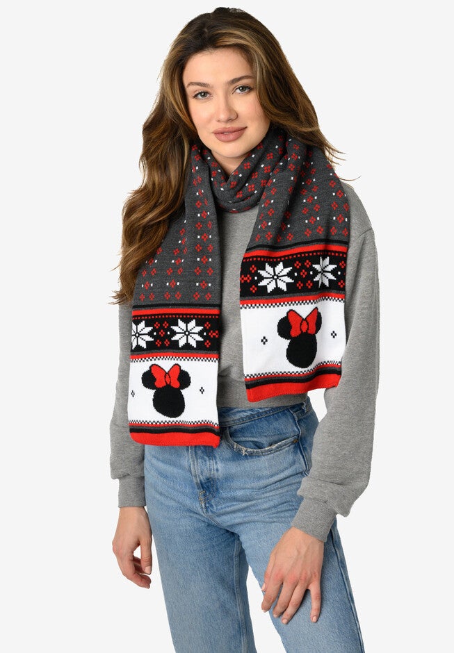 Minnie Mouse 70" Knit Scarf Disney Women'S Red Winter Set, BLACK, hi-res image number null