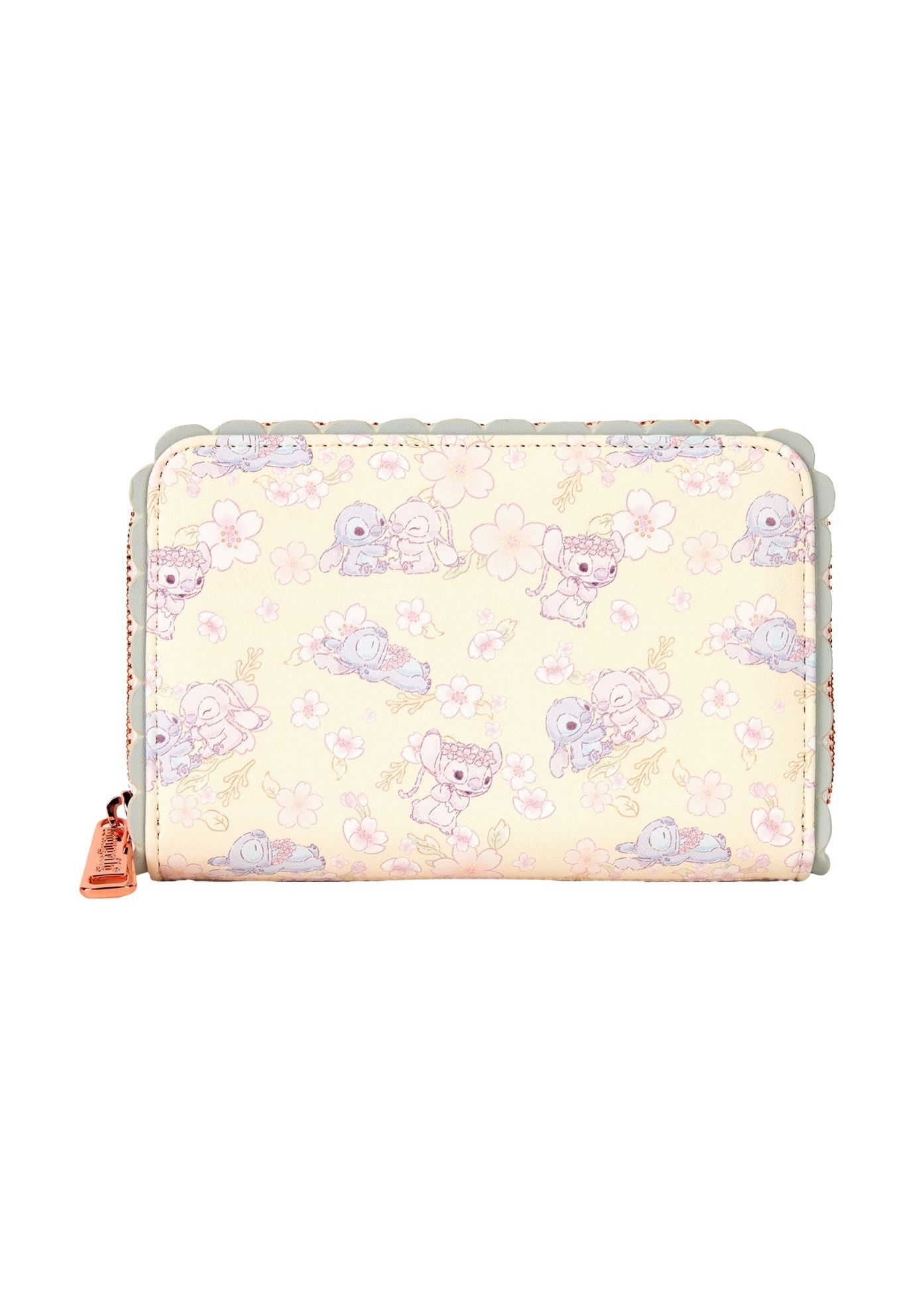 Loungefly x Disney Stitch Cherry Blossom Wallet Zip Around, BEIGE, on-hover image number 1