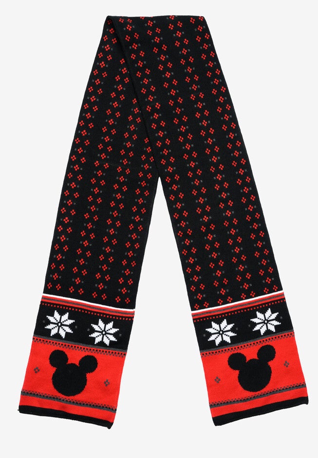 Disney Mickey Mouse 70" Knit Scarf Unisex Black & Red Set, , on-hover image number null