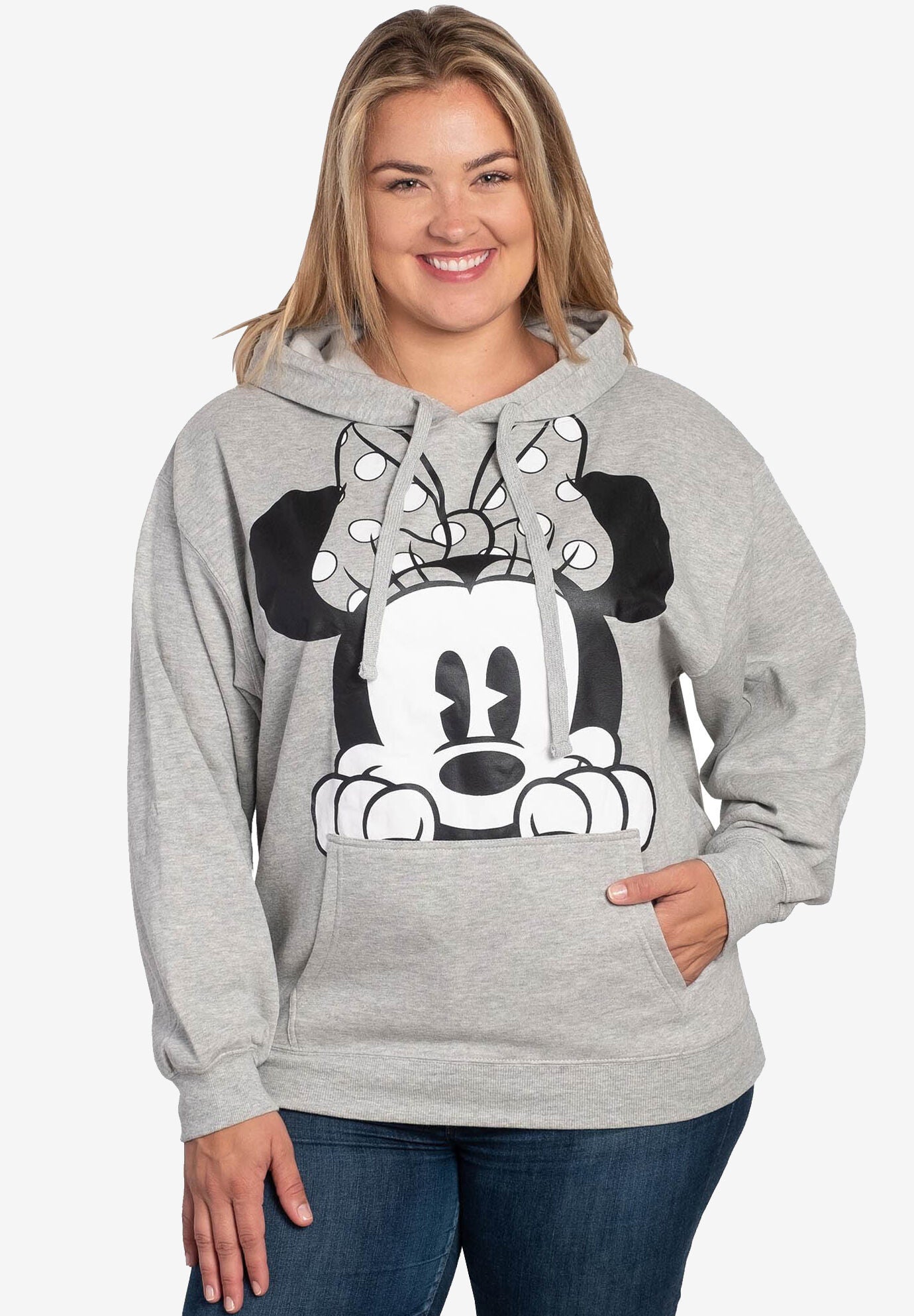 Disney Minnie Mouse Peeking Hoodie Sweatshirt Gray, , alternate image number 2