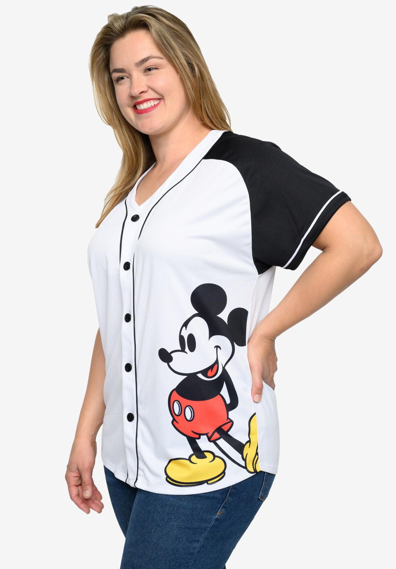 Mickey Mouse 28 Baseball Jersey Shirt White Button Down, , alternate image number 2