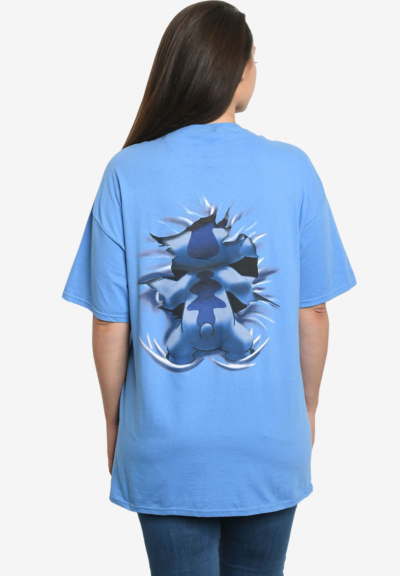 Disney Stitch Short Sleeve Front & Back T-Shirt Blue, , on-hover image number 1