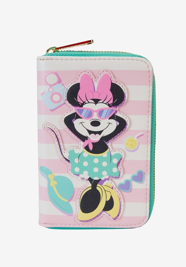 Loungefly X Disney Minnie Mouse Vacation Style Zip Around Wallet, BLACK, hi-res image number null