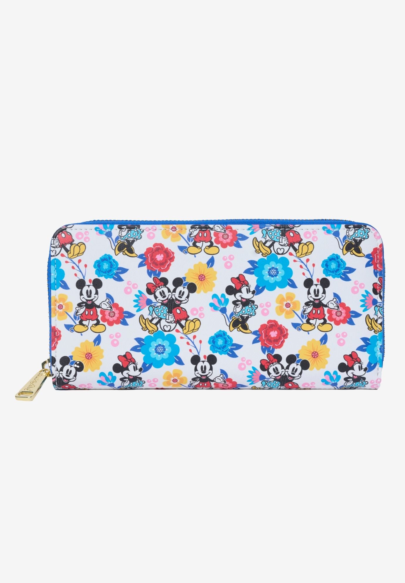 Loungefly Disney Mickey and Minnie Mouse Zip Around Wallet Floral Springtime , BLUE, on-hover image number 1