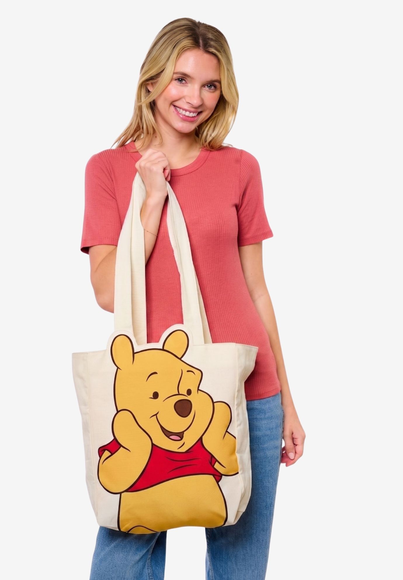 Disney Winnie the Pooh Die-Cut Canvas Tote Bag with Shaped Top, BEIGE, alternate image number 4