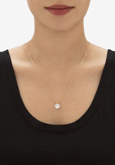 Gold over Sterling Silver Cubic Zirconia Solitaire Pendant, , alternate image number null
