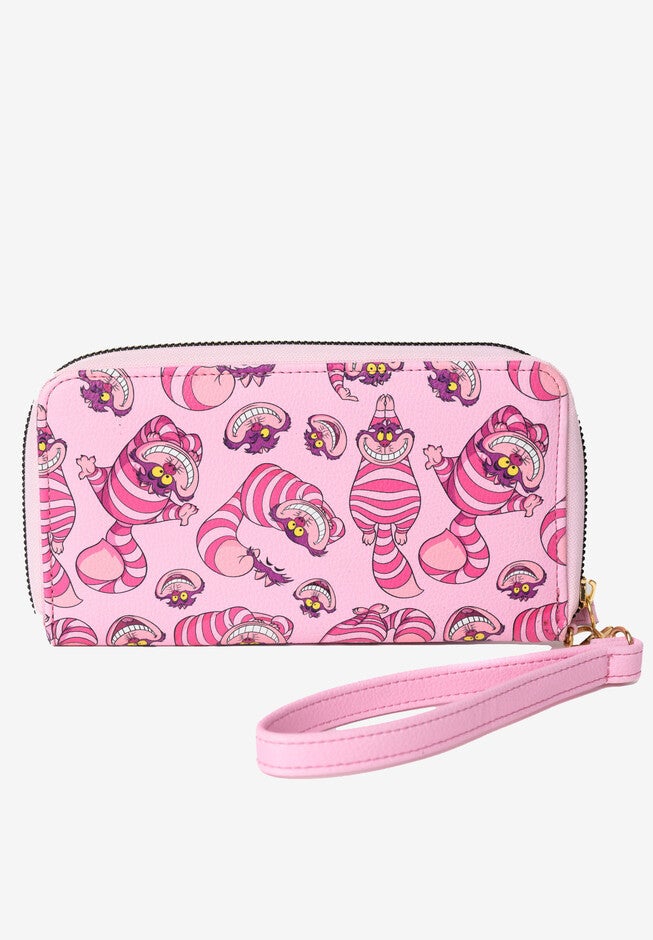 Disney Cheshire Cat All-Over Character Print Wallet Zip Around Wristlet, , on-hover image number 1