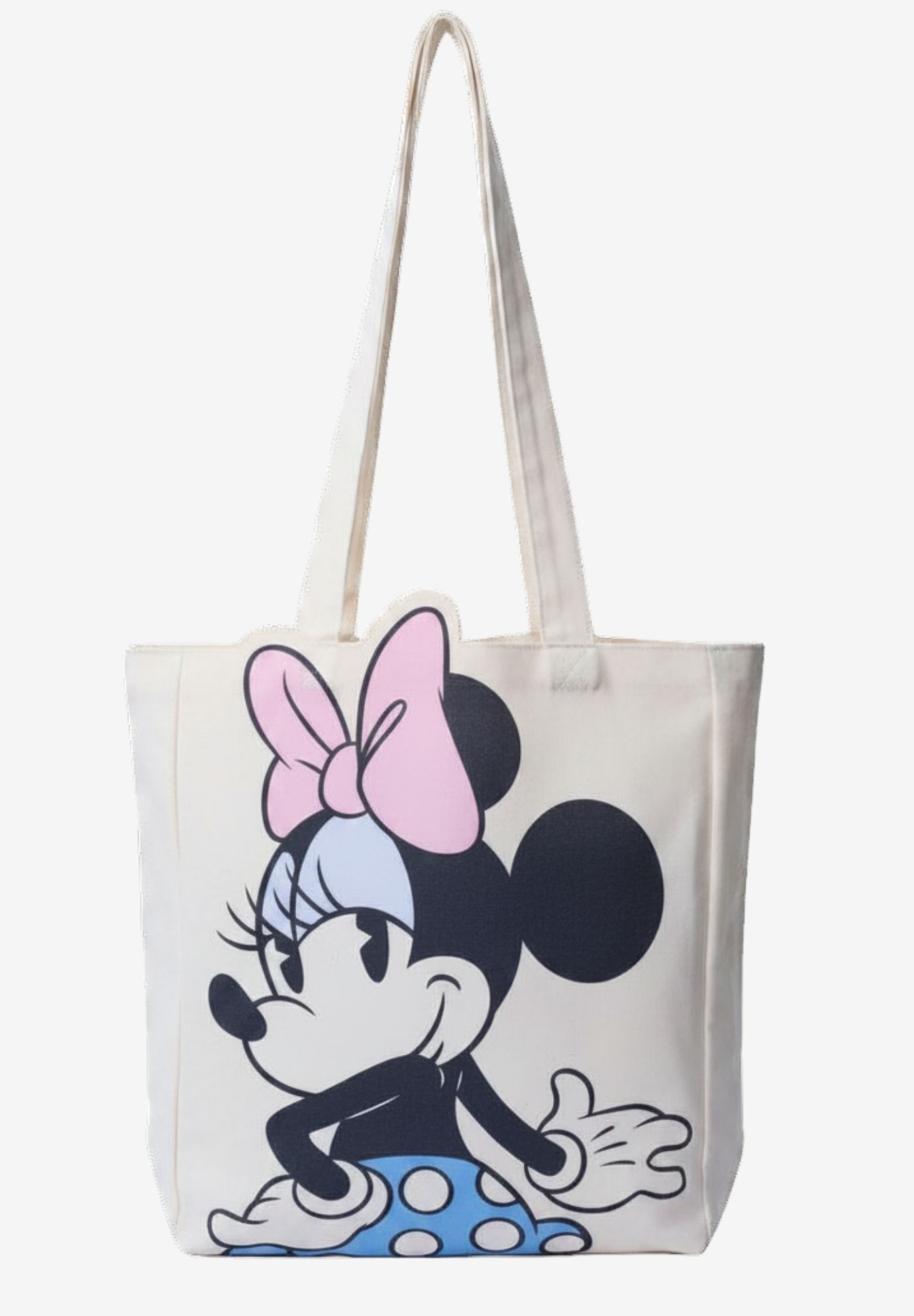 Disney Minnie Mouse Die-Cut Canvas Tote Bag with Shaped Top, BEIGE, hi-res image number 0