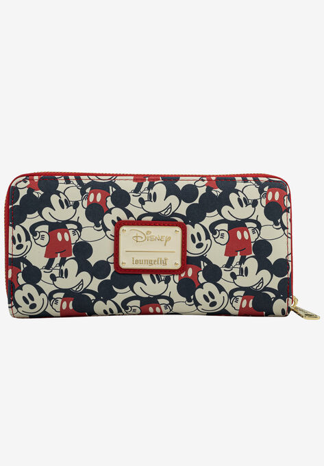 Loungefly x Disney Women's Mickey & Minnie Mouse Zip Around Wallet Navy, MULTI, hi-res image number null