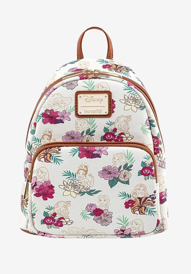 Loungefly x Disney Disney Princess Floral Mini Backpack All Over Print, WHITE, hi-res image number null