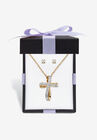 Yellow Gold-Plated Cross Pendant with Genuine Diamond Accent on 18" Chain, DIAMOND, hi-res image number null