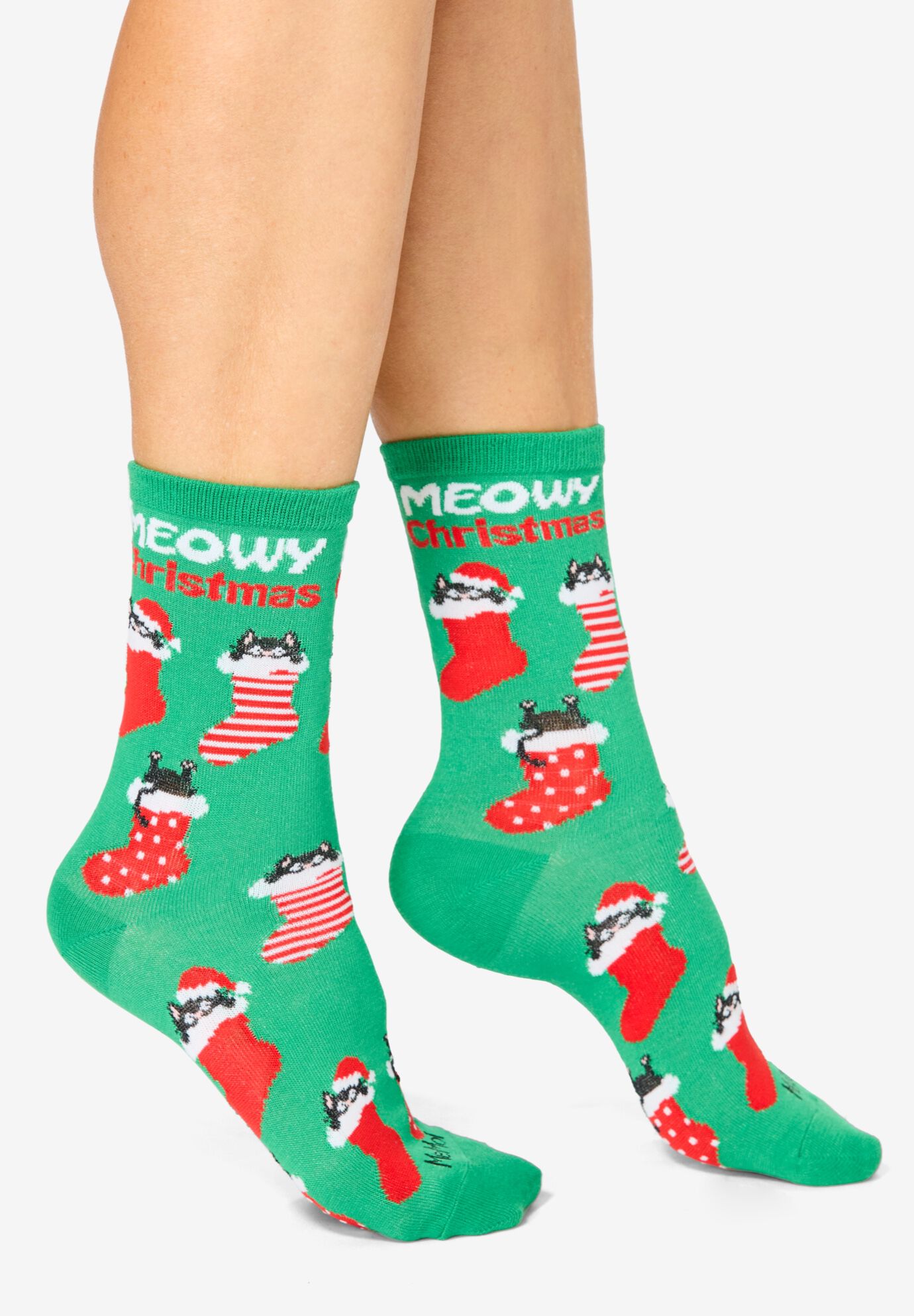 MeMoi® 2-Pack Holiday Crew Socks, CATS PACK, alternate image number 2